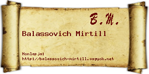 Balassovich Mirtill névjegykártya
